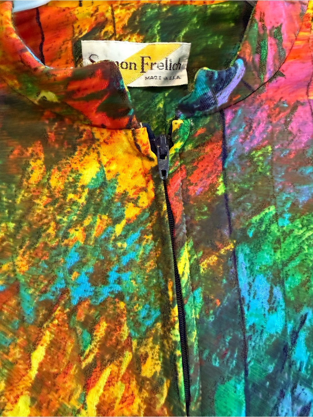 Semon Frelich Retro Multi-Color Tie-Dye Long Sleeve Jumpsuit Small - Picture 6 of 13